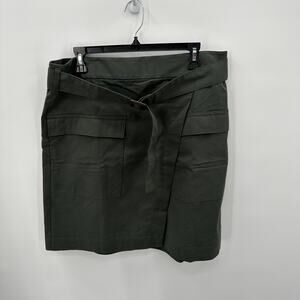 BANANA REPUBLIC NWT Dark Green Wrap Belted Skirt // 14 Tall